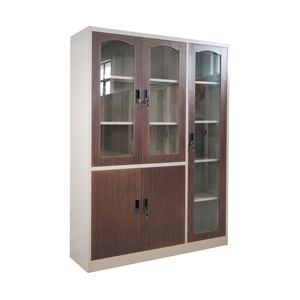 Armoire de classement métallique autoportante avec revêtement poudré, 3 portes vitrées, design moderne, pour bureau commercial, bureau à domicile, chambre, cuisine, extérieur - Product Image 6