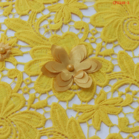 Tissus en Guipure Brodés 3D à Motifs Floraux et Perles, Dentelle Soluble dans l'Eau, Tissus de Broderie