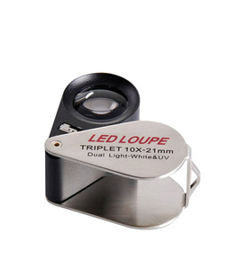 MG7802 10X LED <strong>Triplet</strong> Jewelry Loupe , Currency Detecting UV Diamond Magnifying Glass - Product Image 5