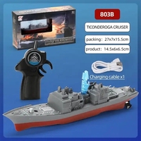 Barco de Guerra de Control Remoto, Micro Crucero de Simulación de Warcraft con Luz LED de 2.4g, Mini Destructor RC, Modelo de Juguete