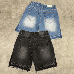 Streetwear pour garçons de qualité supérieure avec logo DTG personnalisé baggy en détresse <span class=keywords><strong>noir</strong></span> avec écusson lavé pour hommes shorts en jean <span class=keywords><strong>noir</strong></span> - Product Image 6