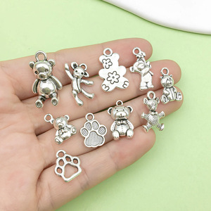 Pendentif petit ours, formes variées, alliage d'argent antique, accessoire de bijouterie DIY pour bracelet, collier, artisanat - Product Image 2