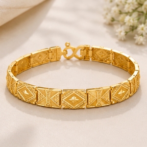 สร้อยข้อมือทองคำ 22K ลายเรขาคณิตสำหรับผู้ชาย สร้อยข้อมือทองคำแท้คุณภาพพรีเมียม เหมาะสำหรับงานปาร์ตี้ งานแต่งงาน - Product Image 3