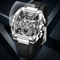 Montre chronographe pour homme avec cadran carré creux, date, calendrier, multifonction, sport, luxe, lumineuse, quartz, montre-bracelet pour homme