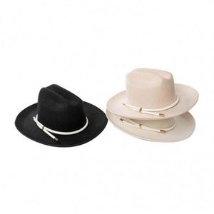 Wholesale Vintage Femme Unisex Women Cowboy Felt Hat Wholesale Wide Brim 100% Wool Felt Fedora Hats - Product Image 6