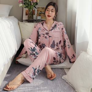 Cute Cartoon <strong>Cat</strong> Sleepwear <strong>Women</strong> Long Sleeve Pajamas Set Thin Summer Trousers Female 100% Viscose <strong>Pyjamas</strong> <strong>Women</strong> Home Clothes - Product Image 2