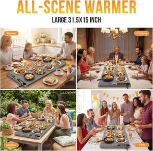32X15 Inch Extra Large Food Warming Mat, Fast Heating, 7 Temp 8 Timer, Child Lock, Portable Electric Heater for Buffet <b>Dinner</b> - Product Image 6