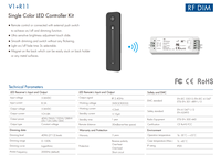 Ensemble Contrôleur de Bande LED RF V1+R11 8A*1CH avec Télécommande Gradateur, Sortie 1 Canal, Charge Max. 288W