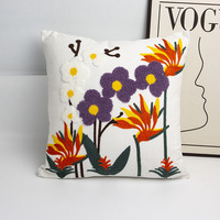 Housse de coussin rectangulaire en coton et lin brodé style campagnard français, vintage, pastoral, pour canapé, décoration de chambre