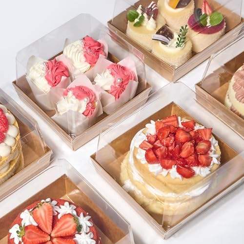 6x6x3 Bakery Box 100 Pcs Clear Plastic Mini Cake Boxes With Dome