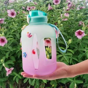 Bouteille d'eau dégradée de 1,5 L avec double ouverture, petite gourde à bec large, facile à nettoyer, anti-fuite, pour le sport - Product Image 3