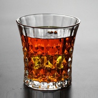 Gelas Kristal Embossed Grosir dengan Logo Custom, Set Gelas Whiskey Kapasitas 210ml, Dinding Tebal, Gaya Modern untuk Bar