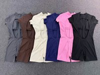 Combinaison de sport moulante GH à demi-zip, manches courtes, dos ouvert, pour femme, idéale pour le yoga et le fitness