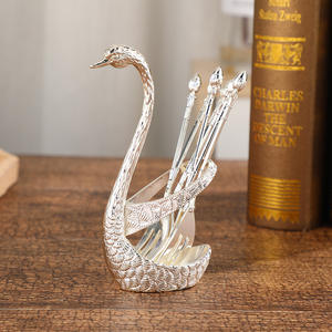 Usine Stock Creative Argent Cygne Métal Cuillère Vaisselle Plaqué Or Animal Thème Cuisine Stockage Sculpté Mode Artisanat Fourchette Costume - Product Image 6