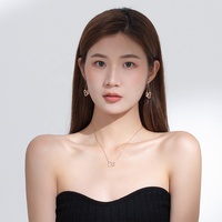 Ensemble collier et boucles d'oreilles classiques en or rose pour femme, pendentif double gourde, vente en gros directement du fabricant