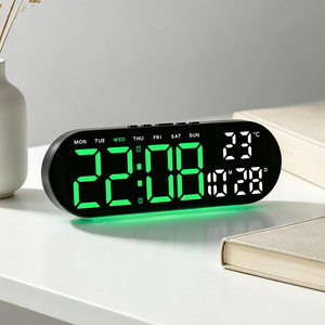 Smart Table <strong>Clock</strong> <strong>Large</strong> Display LED Digital Alarm <strong>Clock</strong> with Ambient Light Temperature Date Week Display Timer Function - Product Image 3
