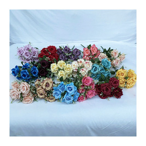Flores Yiyi, Rosa Fénix de 7 Cabezas, Flores Artificiales de Tela Cepillada, Flores en Jarrón para Bodas, Decoración de Interiores - Product Image 5
