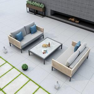 Ensemble de canapés en rotin moderne modulaire de luxe en <span class=keywords><strong>4</strong></span> pièces, pour cour, jardin, tout temps, en aluminium, meubles de salon d'extérieur - Product Image 5
