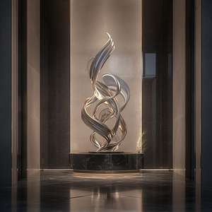 Скульптура из нержавеющей стали завод настраиваемый абстрактный дизайн украшения сада фонтан Ландшафтная Скульптура - Product Image 6