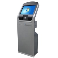 Kiosco de Autoservicio con Soporte para Piso Interior, Escáner QR, Sistema de Gestión de Colas, Pantalla Táctil y Teclado Integrado