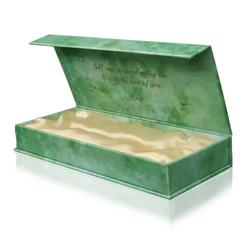 Custom Branding Matte Green Magnetic Closure Paper Gift Box For Garments Ribbon Handle Rectangular Folding Clothing Packaging