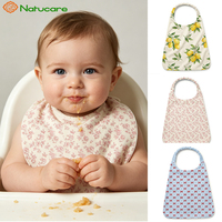Bavoirs pour bébé en mousseline de coton doux personnalisés, réversibles et absorbants, avec motifs floraux imprimés mignons, accompagnés d'ensembles de bandeaux en tricot torsadé
