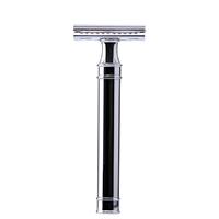 Rasoir de sécurité à double tranchant ZY pour homme, logo personnalisé, rasoir humide en aluminium, alliage métallique, lame unique, manche long, emballage métallique
