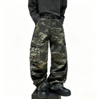 Pantalon cargo en denim camouflage vintage pour homme, jean super baggy streetwear pour homme, jean de créateur pour homme