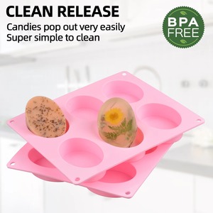 factory custom 6 cavity oval silicone soap mould fondant silicone <b>mold</b> 3d <b>mold</b> silicone LFGB non stick BPA free handmade - Product Image 4