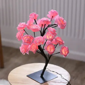 Fashion Colorful Led Rose Tree Lamp Flower Lamp Tabletop Decoration For Holiday Party Wedding Xmas Gift Hotel Room