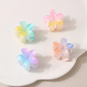 Ins Schlussverkauf Plastikblumen-Haarklauen-Clips 4 cm kleine bunte süße Blumen-Haar-Klauen-Clips für Mädchen