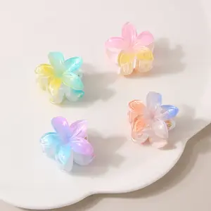 Ins Hot Selling Plastic Bloem Haarklauw Clips 4Cm Kleine Kleurrijke Zoete Bloem Haarklauw Clips Voor Meisjes