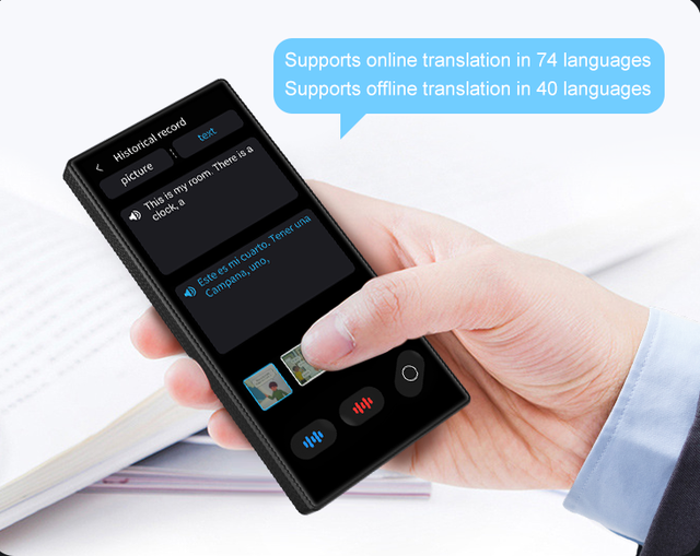 148 Languages Mini Touch Screen WiFi Enabled Offline Voice Translator with ChatGPT Photo Recognition & Text Translation