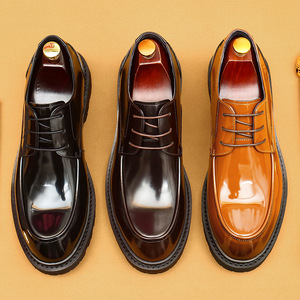 Zapatos Oxford de Cuero Genuino con Punta Redonda, Cordones, Suela de Goma Antideslizante, para Oficina, Carrera Profesional, Todas las Temporadas, Color Sólido - Product Image 2