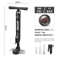 Pompe à air haute pression BOMO 160 PSI pour vélo, avec manomètre, valve à double tête, poignée ergonomique pour VTT et vélo de route