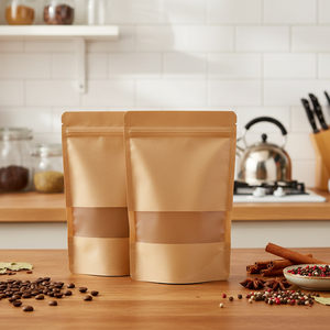 ورق كرافت مايلر من ورق الكرافت مع نافذة ، ورق كرافت بسحاب يقف فوق التعبئة والتغليف - Product Image 1