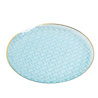 Assiettes de présentation modernes en PS à motif tressé, bord doré, jetables, 7 et 10 pouces, 23,5g/57,5g, Wuxitopteam Modèle TM-BZ-07, pour mariages et fêtes
