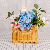 Panier de fleurs Portable en rotin, panier décoratif tissé, panier de rangement pour plantes de Camping, panier de compagnon rustique