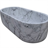 Baignoire ovale autoportante en pierre naturelle - Baignoire de luxe pour salle de bain, hôtel ou villa