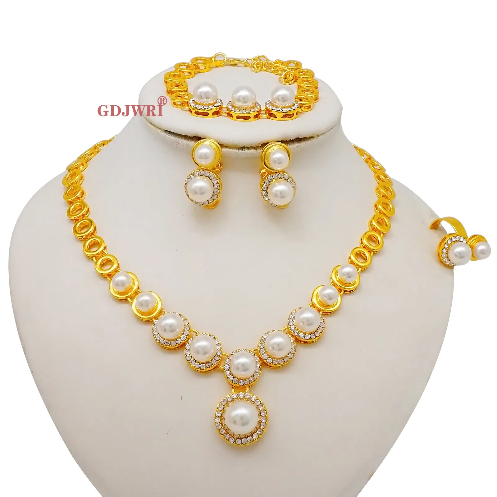GDJWRI BJ1231 collar de diamantes África mujeres de lujo al por mayor boda 18K chapado en oro conjuntos de joyería de moda