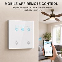 Anpassbarer 86er-Typ Tuya Smart WiFi Lüfter-Touch-Schalter mit Leistungsmessung, Deckenventilator-Geschwindigkeitsregler, kompatibel mit Alexa und Google Home