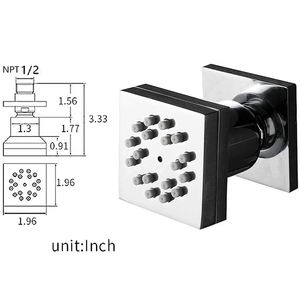 Jets de pulvérisation de corps de douche en laiton carré 2 fonctions brume de pluie buse de Massage de bain pivotante chrome mural 4 pièces 6 pièces - Product Image 5