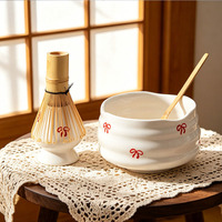 Kit de fouet à matcha en bambou personnalisé en gros avec bol en céramique, ensemble d'outils à thé, coffret cadeau matcha et accessoires