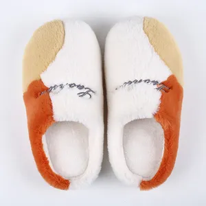 Wholesale Women Indoor Soft Slippers Adult Color Stitching Plush Indoor Slippers