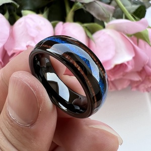 Anillo de Tungsteno Negro de 8mm de Coolstyle Jewelry Wholesale para Hombre y Mujer, Anillo de Compromiso y Boda, Joyería de Moda con Incrustaciones de Ópalo Azul y Madera <span class=keywords><strong>Koa</strong></span> - Product Image 3