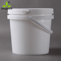 Seau en plastique transparent recyclable Innopack 4L avec couvercle et poignée, couleur personnalisée, impression IML, certifié ISO, échantillon gratuit pour peinture et crème glacée