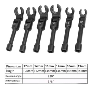 6 개 디젤 인젝터 연료 라인 플렉스 헤드 소켓 렌치 세트 3/8 "세미 오픈 엔드 12/14/16/17/18/19mm 확장 자동 수리 너무 - Product Image 6