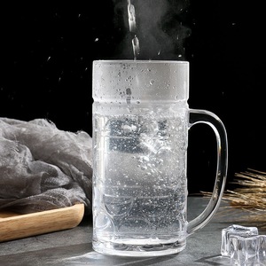 Chope à bière en plastique PC incassable transparente à simple paroi de 500 ml avec poignée, personnalisable avec logo, style classique - Product Image 3