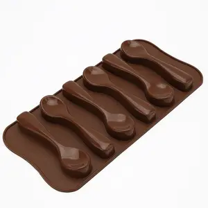 Spoon Shape Molds 6 Cavity Chocolate Candy Gummy Molds Food Grade Chocolate  Ice Jelly Silicone Mold Baking Tools