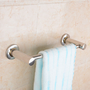 Porte-serviettes mural en acier inoxydable, simple ou double barre, style européen, finition brillante, pour salle de bain et hôtel - Product Image 1